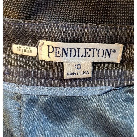 Pendleton VTG Lightweight Virgin Wool Blue Black Gray Plaid Pencil Skirt Size 10 - Picture 7 of 9